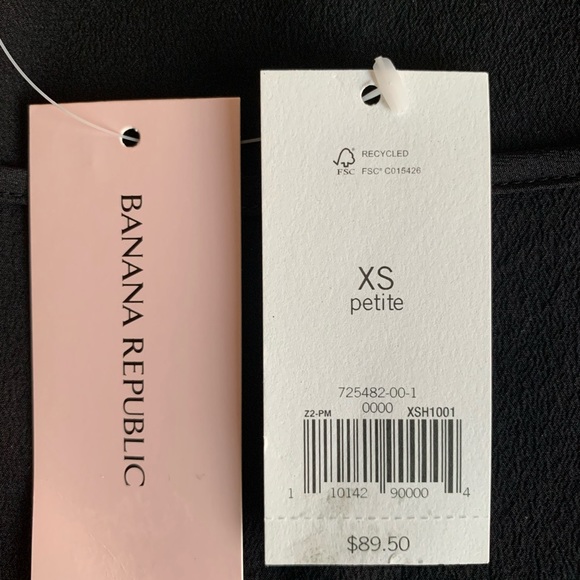 BANANA REPUBLIC PETITE BLACK SILK BLOUSE - Picture 4 of 8